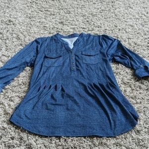 Faux Denim Peplum Shirt